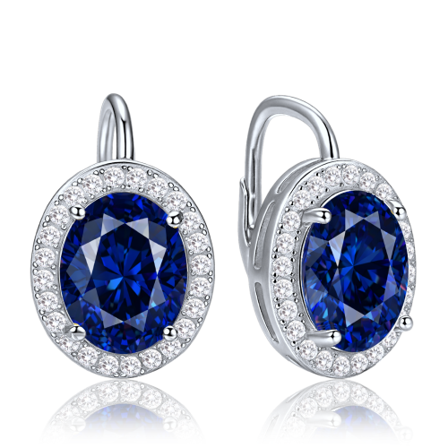 MINET Luxusní stříbrné náušnice s modrými a bílými zirkony