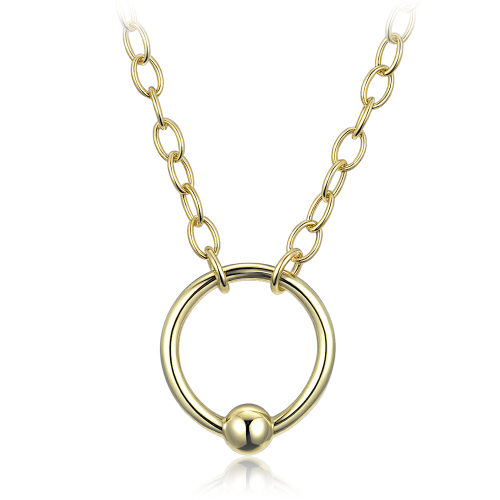 MINET Elegantní pozlacený stříbrný náhrdelník kroužek