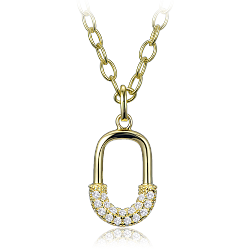 MINET Luxusní pozlacený stříbrný náhrdelník se zirkonem