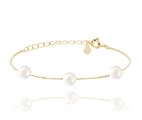 MINET Pozlacený stříbrný náramek s přírodními perlami