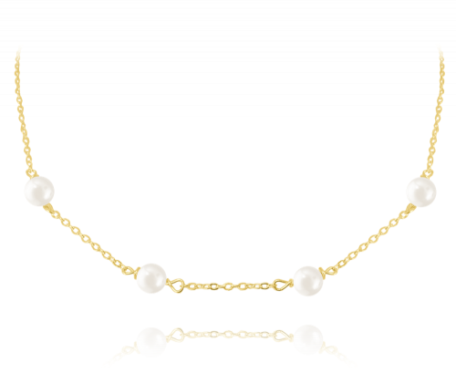 MINET Pozlacený stříbrný náhrdelník s přírodními perlami