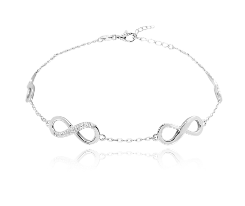 Stříbrný náramek MINET NEKONEČNO se zirkony