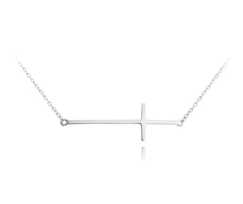 Stříbrný náhrdelník MINET KŘÍŽ ležatý
