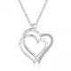 Stříbrný náhrdelník - dvojité srdce se zirkony
