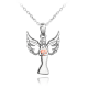 Stříbrný náhrdelník MINET ANDĚL s Rosegold srdíčkem