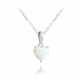 MINET Stříbrný náhrdelník SRDÍČKO s bílým opálkem