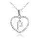 MINET Stříbrný náhrdelník písmeno v srdíčku "P" se zirkony