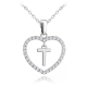 MINET Stříbrný náhrdelník písmeno v srdíčku "T" se zirkony