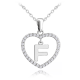 MINET Stříbrný náhrdelník písmeno v srdíčku "F" se zirkony