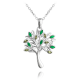 MINET Stříbrný náhrdelník STROM ŽIVOTA s zelenými zirkony