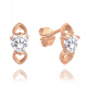 MINET Rose gold stříbrné náušnice LOVE s bilým srdíčkovým zirkonem