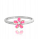 MINET Stříbrný prsten KYTIČKY s růžovými opálky vel. 48