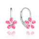 MINET Třpytivé stříbrné náušnice KYTIČKY s růžovými opálky a zirkonem