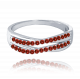 MINET Elegantní stříbrný prsten s červenými zirkony vel. 55