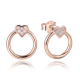 MINET Rose gold stříbrné náušnice KROUŽKY se srdíčky