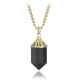 MINET Luxusní pozlacený stříbrný náhrdelník obsidián