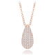 MINET Rose gold stříbrný náhrdelník kapka s bílými zirkony