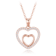 MINET Rose gold stříbrný náhrdelník se srdíčkem s bílými zirkony